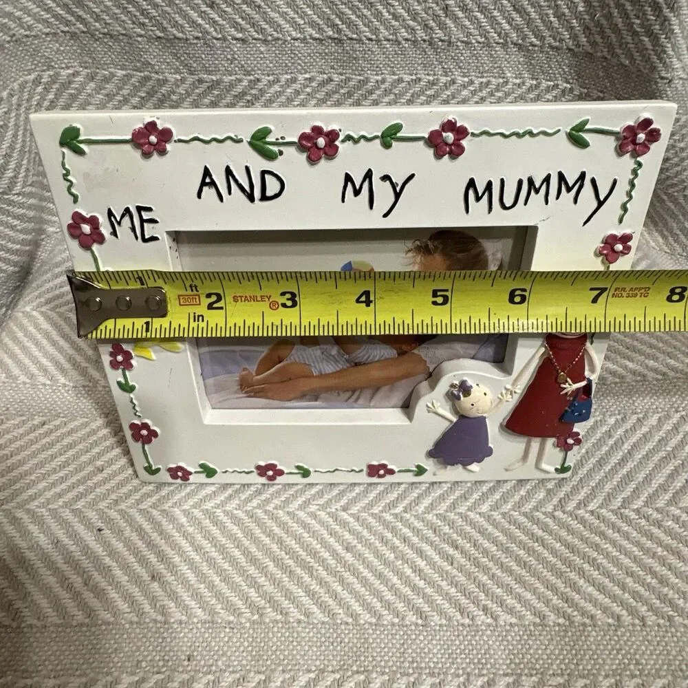 Ceramic “Me And My Mummy” 4x6 Picture Frame Colorful Flowers Birds